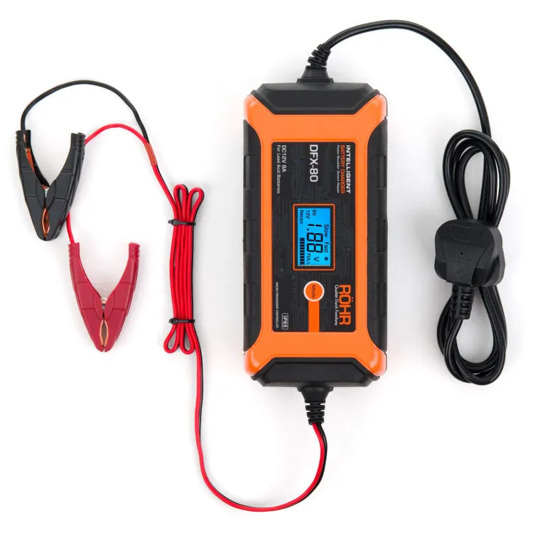 شارژر باتری هوشمند ROHR DFX-80 | شارژر اتوماتیک 12 ولت 8 آمپر با قابلیت احیای باتری ن1