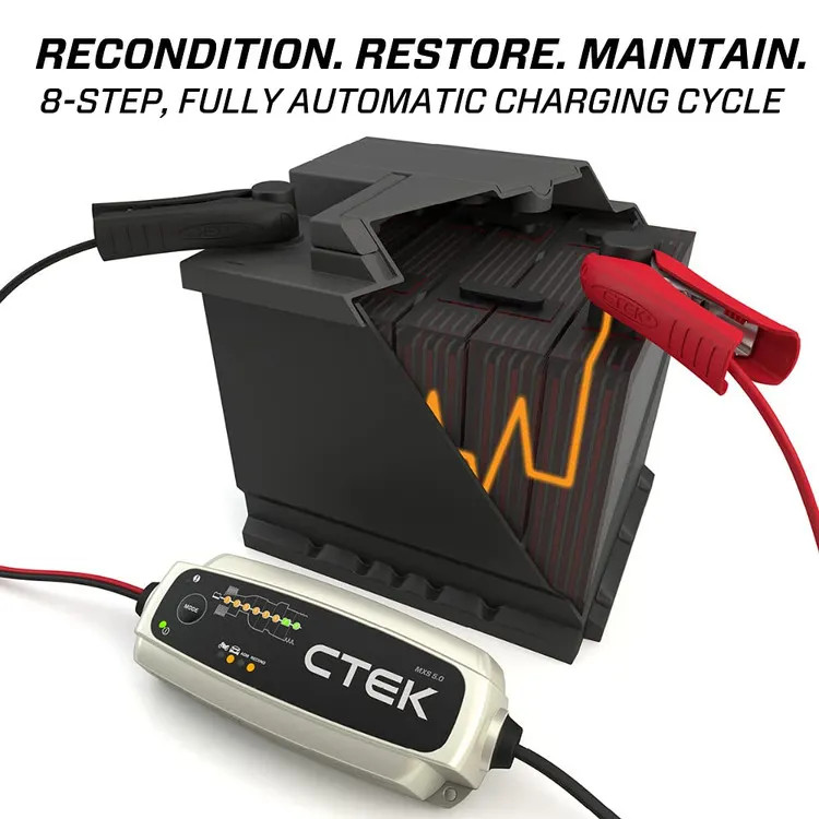 شارژر باتری هوشمند CTEK MXS 5.0 | شارژر اتوماتیک 12 ولت با فناوری 8 مرحلهای ن1