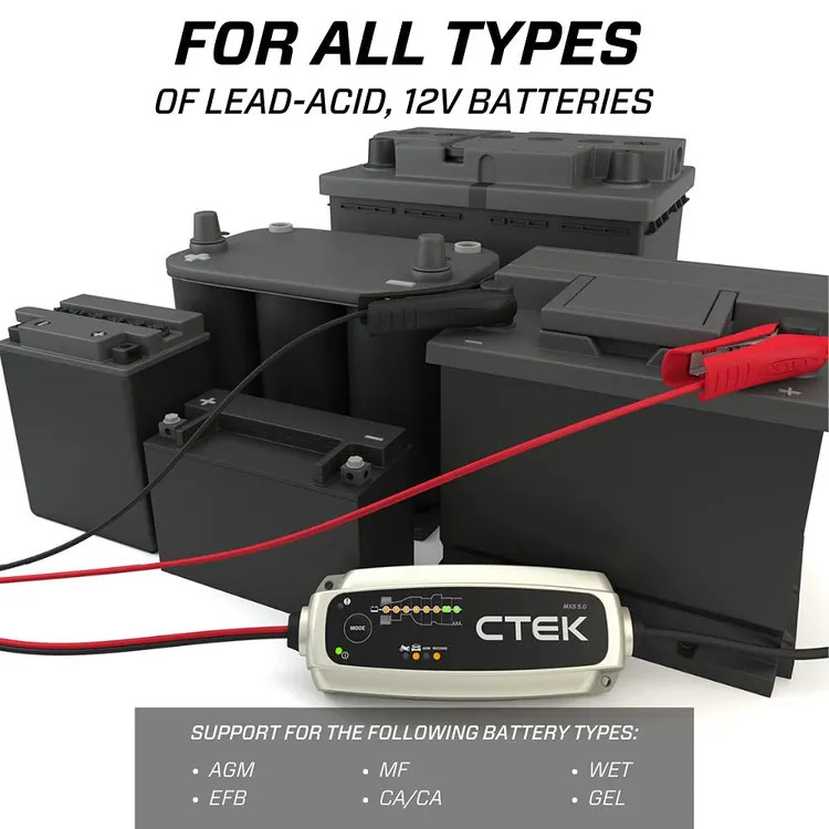 شارژر باتری هوشمند CTEK MXS 5.0 | شارژر اتوماتیک 12 ولت با فناوری 8 مرحلهای ن1