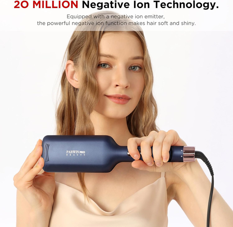 موج دهنده مو 2 لوله ای برای مو، اتوی فر کننده 32 میلی متری برای فرهای بزرگ و ساحلی، PARWIN PRO BEAUTY با 4 دمای قابل تنظیم، فرهای فوری (آبی پروس) ن1