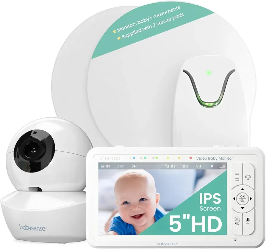 دوربین و مانیتور تنفس نوزاد Babysense True Sleep | سیستم هوشمند پایش تنفس و مانیتور تصویری 5 اینچی HD  ن1