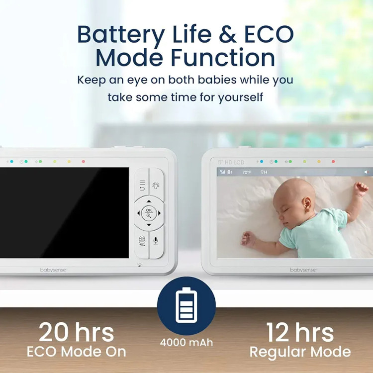 دوربین و مانیتور تنفس نوزاد Babysense True Sleep | سیستم هوشمند پایش تنفس و مانیتور تصویری 5 اینچی HD ن1