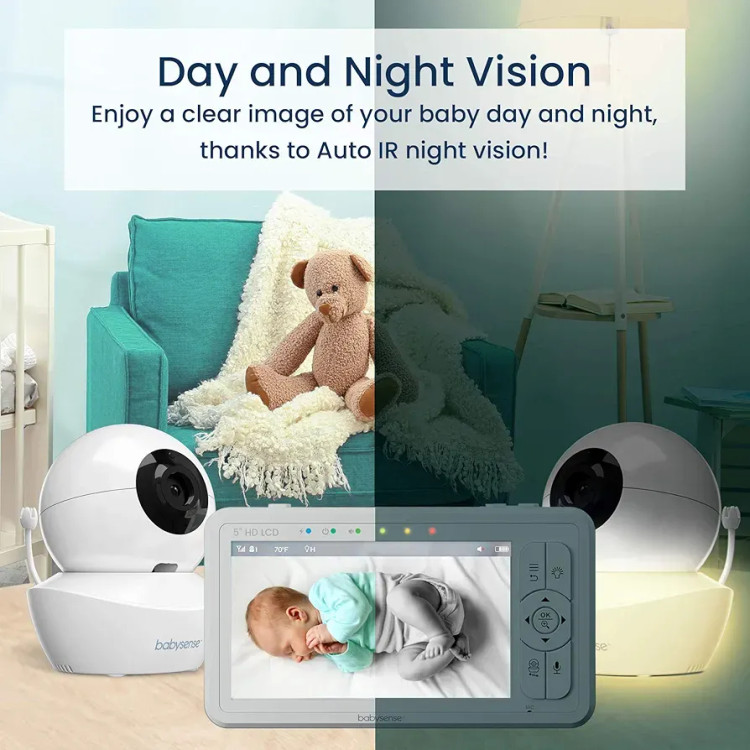 دوربین و مانیتور تنفس نوزاد Babysense True Sleep | سیستم هوشمند پایش تنفس و مانیتور تصویری 5 اینچی HD ن1