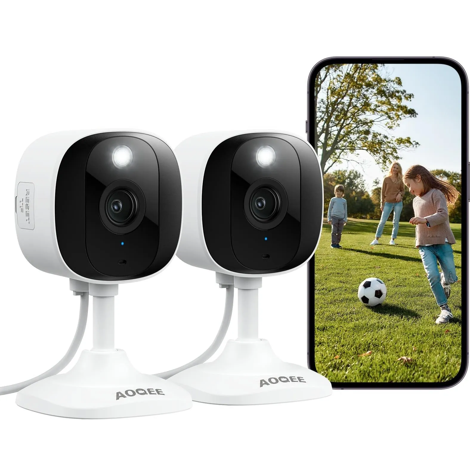دوربین مداربسته هوشمند پک ۲ عددیAOQEE C1 2K WiFi  ن1