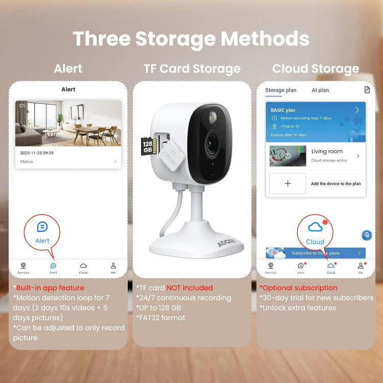 دوربین مداربسته هوشمند پک ۲ عددیAOQEE C1 2K WiFi ن1