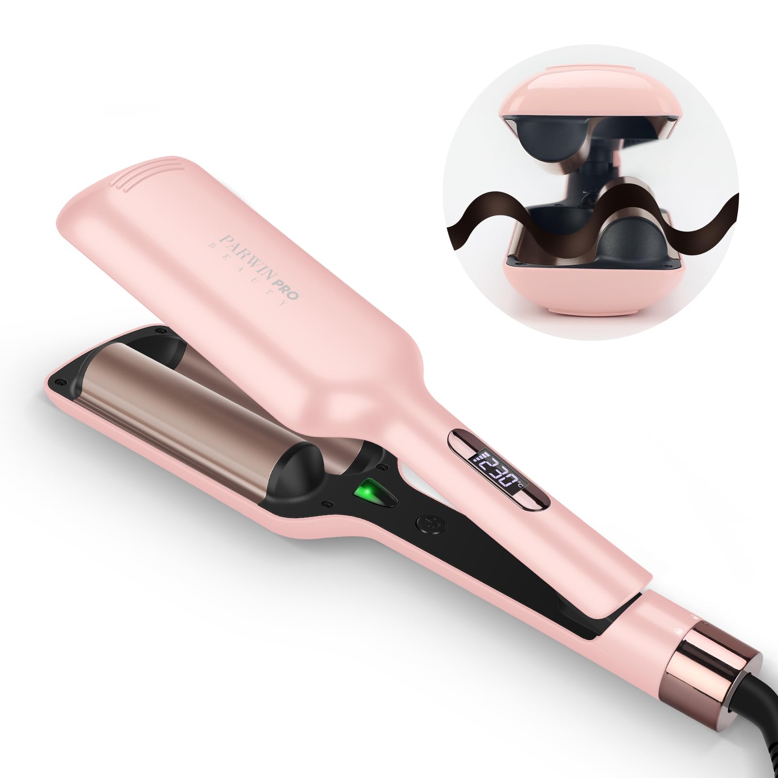 فر کننده موی 2 لوله ای Parwin Pro Beauty برای فرهای بزرگ مو 32 میلیمتری - با 4 حالت دهنده فوری دما  ن1