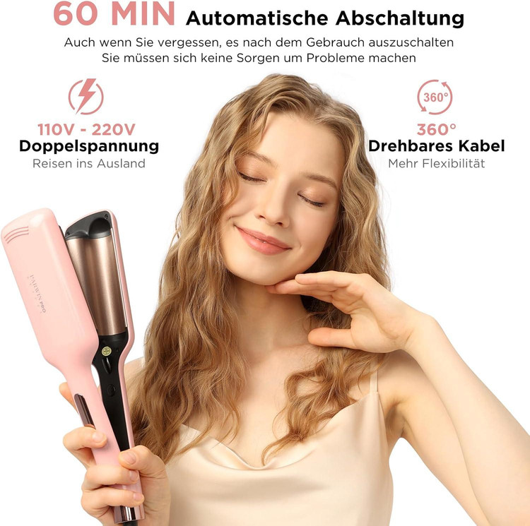 فر کننده موی 2 لوله ای Parwin Pro Beauty برای فرهای بزرگ مو 32 میلیمتری - با 4 حالت دهنده فوری دما ن1