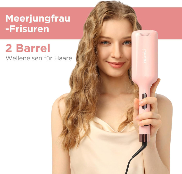 فر کننده موی 2 لوله ای Parwin Pro Beauty برای فرهای بزرگ مو 32 میلیمتری - با 4 حالت دهنده فوری دما ن1