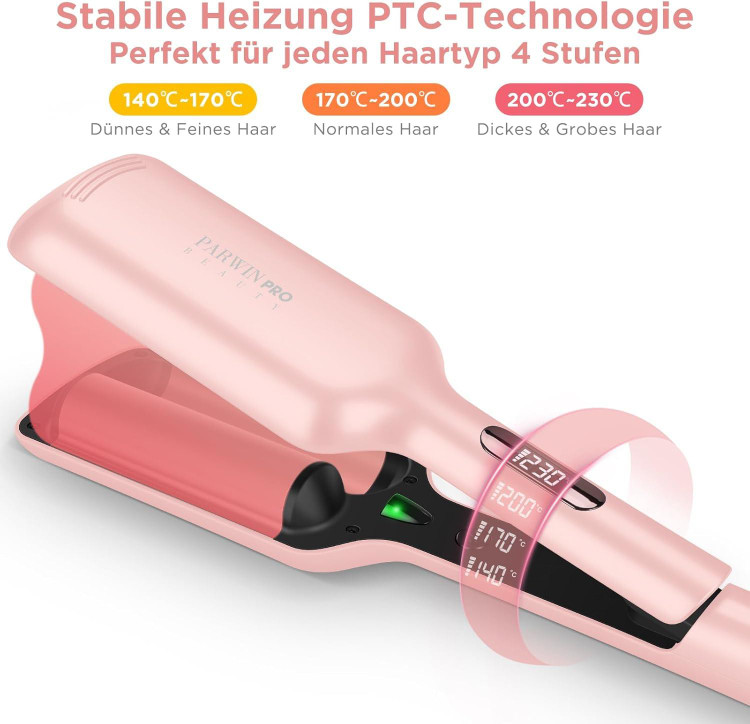 فر کننده موی 2 لوله ای Parwin Pro Beauty برای فرهای بزرگ مو 32 میلیمتری - با 4 حالت دهنده فوری دما ن1