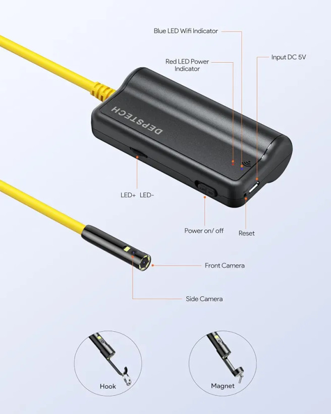 دوربین آندوسکوپی DEPSTECH WiFi دو لنز 1080P مدل WF028 ن1