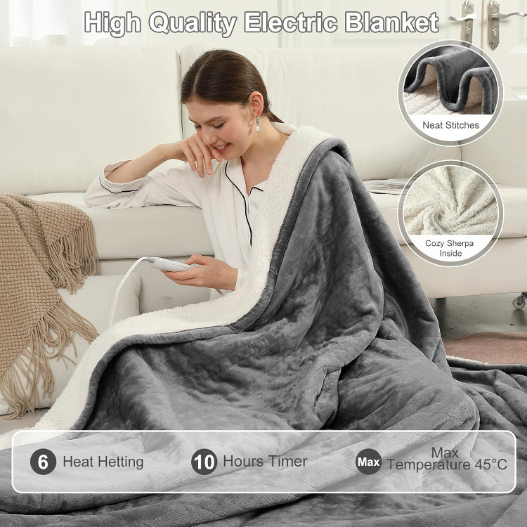 پتوی حرارتی COZYTY، اندازه 130 در ۱۸۰ سانتیمتر، قابل شستشو با ماشین لباسشویی، روکش برقی - رنگ طوسی روشن ن1