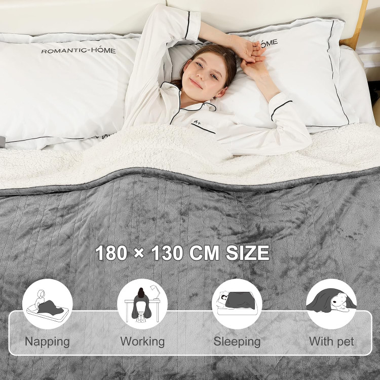 پتوی حرارتی COZYTY، اندازه 130 در ۱۸۰ سانتیمتر، قابل شستشو با ماشین لباسشویی، روکش برقی - رنگ طوسی روشن ن1