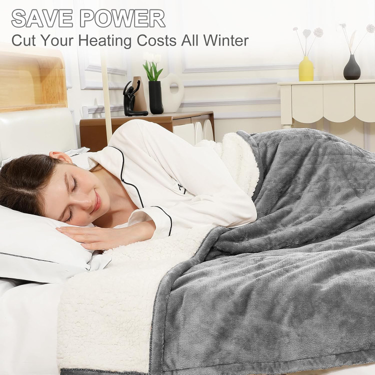 پتوی حرارتی COZYTY، اندازه 130 در ۱۸۰ سانتیمتر، قابل شستشو با ماشین لباسشویی، روکش برقی - رنگ طوسی روشن ن1