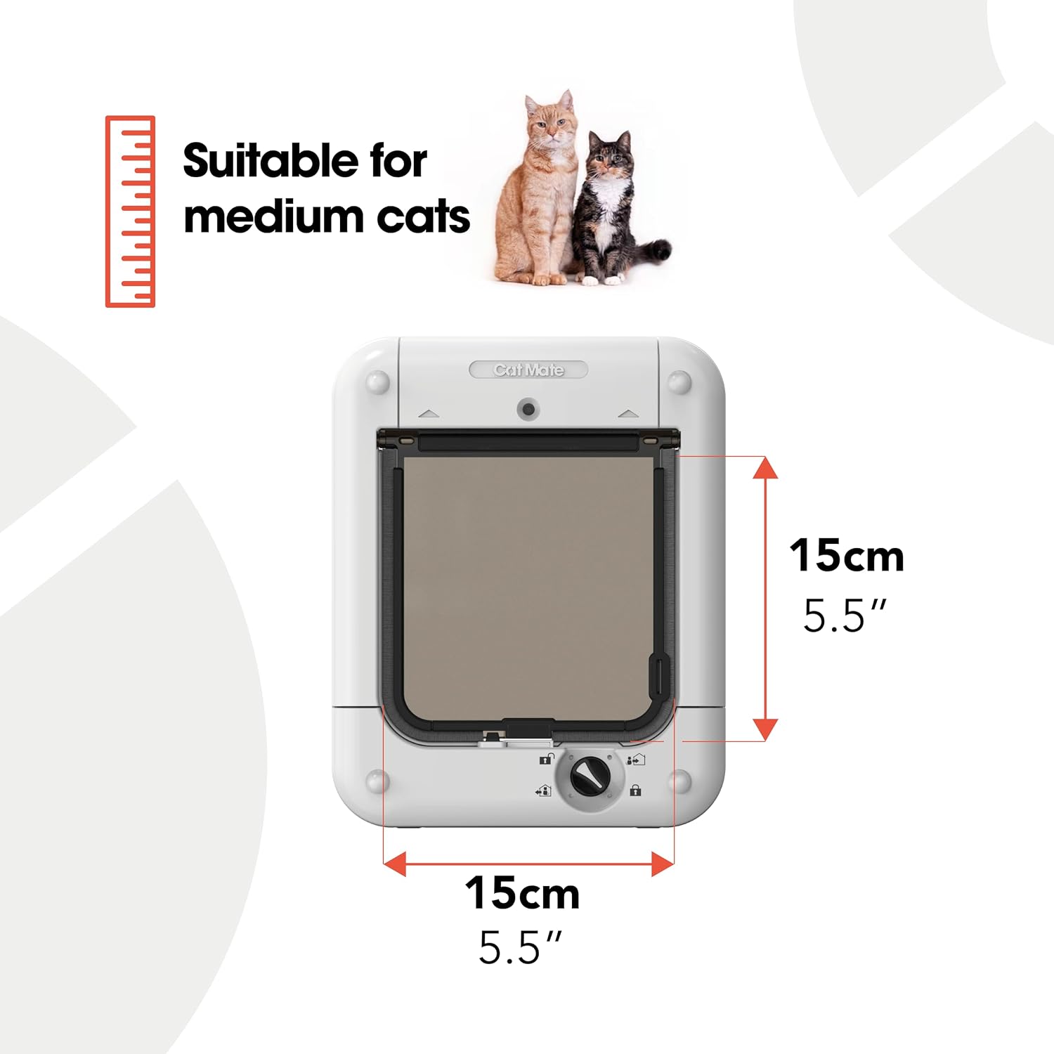 درب هوشمند ورود گربه - میکروچیپ Cat Mate، میکروچیپ Cat Flap برای فعال شدن تا 30 گربه - 15 در 15 cm - سفید