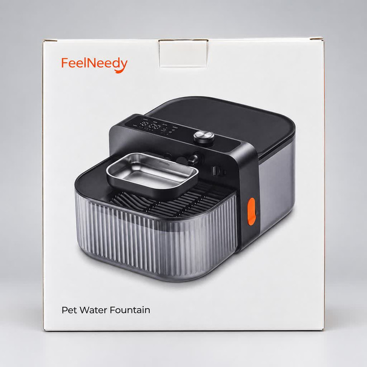 آبخوری بیسیم FEELNEEDY بدون فیلتر مخصوص گربه و سگ، جداکننده فاضلاب، کاسه استیل ضد زنگ، 3000 میلیآمپر ساعت، 3.5 لیتر، مخزن داخلی برای گربهها و سگها، بی صدا - مشکی