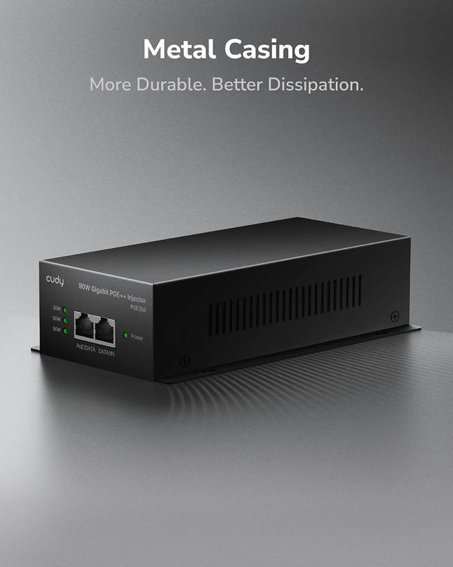 اینجکتور Cudy 90W Gigabit PoE++، 802.3bt/at/af، 4-Pair، فلزی، POE350