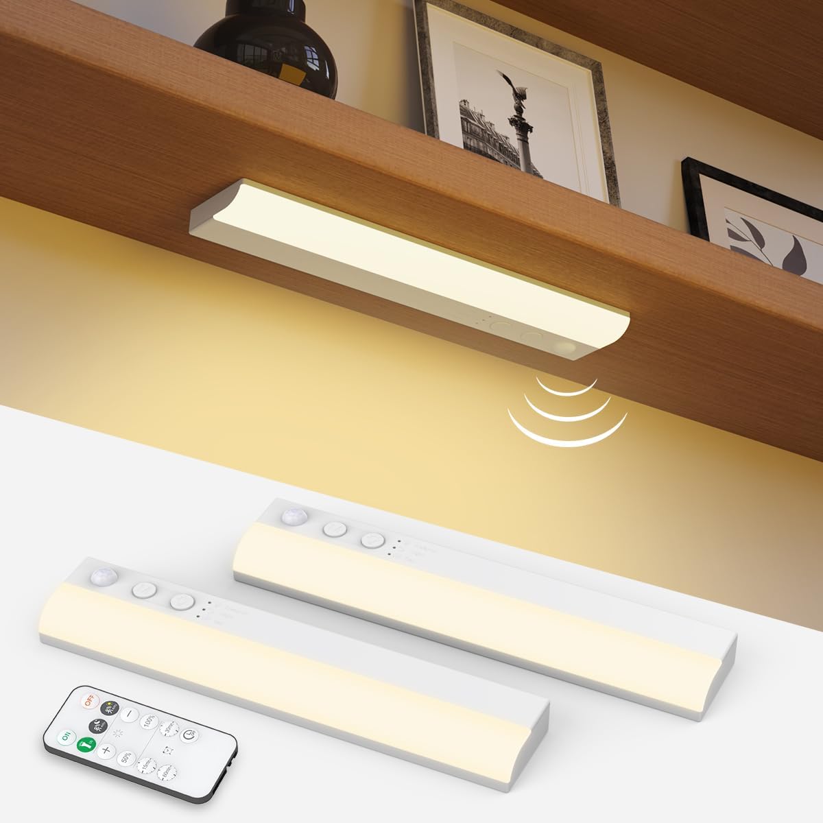 چراغ زیر کابینتی LED سنسوردار ۴۱ سانتیمتر با ریموت کنترل – چراغ شارژی بیسیم کابینت