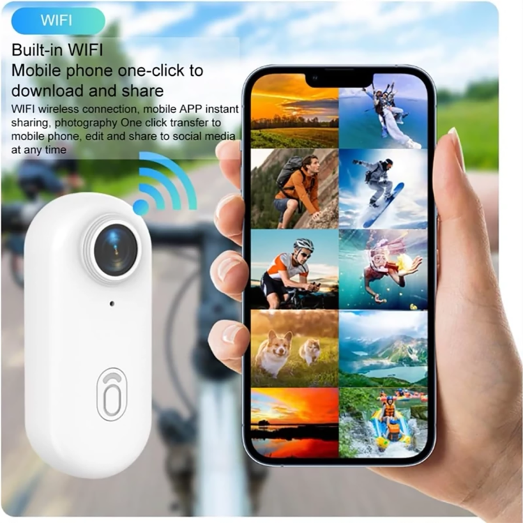 دوربین اکشن مینی به همراه کارت حافظه ۱۲۸ گیگابایت با Wi-Fi،طراحی انگشتی (Thumb/POV)، قابلحمل و پوشیدنی، دوربین بدنی با قابلیت فیلمبرداری، ضدآب با استاندارد IPX7 و مناسب فیلمبرداری زیر آب، قابلیت اتصال مغناطیسی، مناسب برای دوچرخهسواری، حیوانات خانگی و ولاگ (رنگ مشکی).