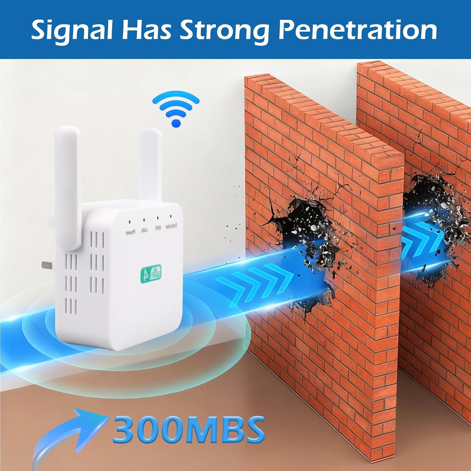 تقویتکننده سیگنال وایفای WD-R611U با برد بیسیم تا ۳۰۰ متر، آنتن داخلی همهجهته، پشتیبانی از استانداردهای 802.11n/g/b و سرعت انتقال بیسیم تا ۳۰۰ مگابیت بر ثانیه