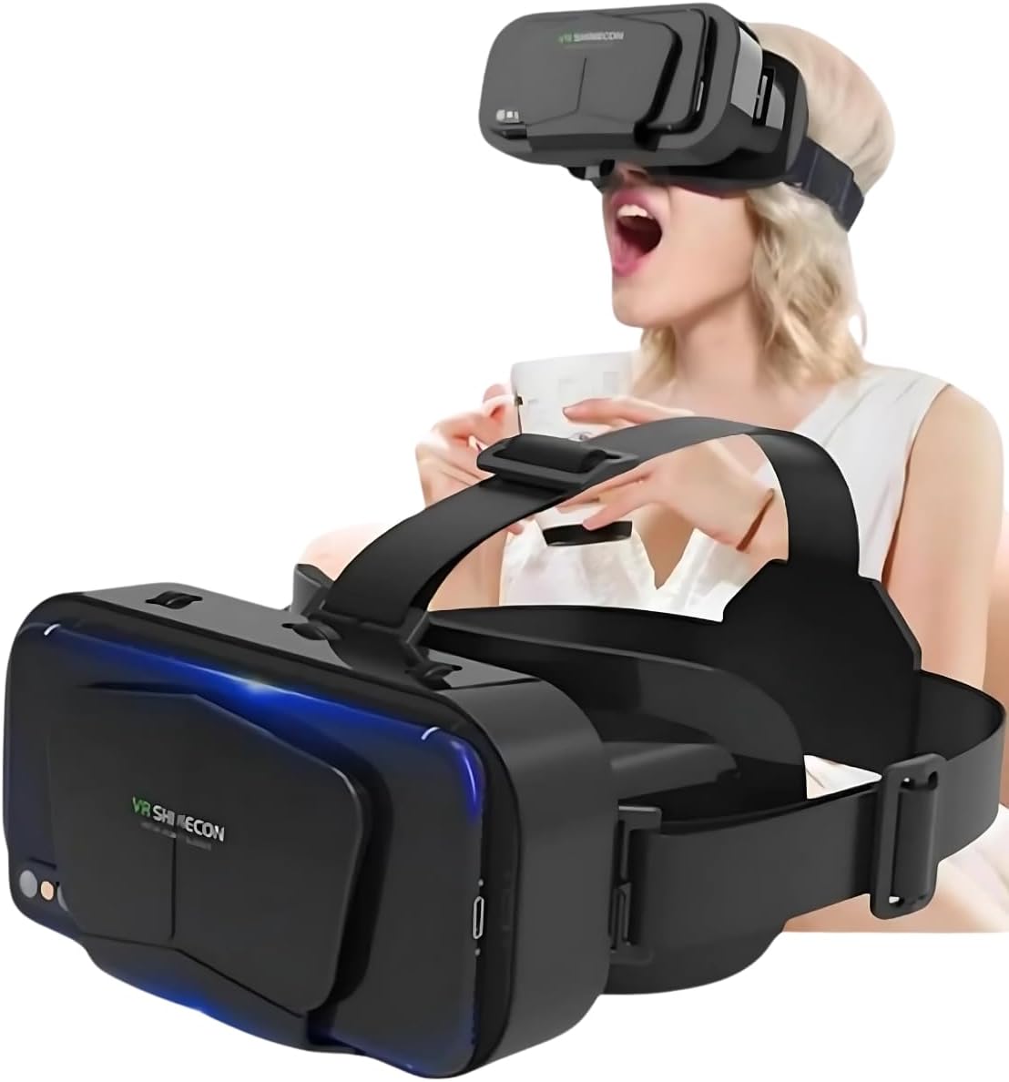 هدست واقعیت مجازی Shinecon G10 مناسب گوشیهای iPhone و Android، عینک واقعیت مجازی سهبعدی Shinecon G10 مدل VR 360 با کنترل بلوتوث، مجهز به قابلیت نمایش ۳D و ۳۶۰ درجه، همراه با کنترلر بلوتوث برای تجربه بازی و سرگرمی