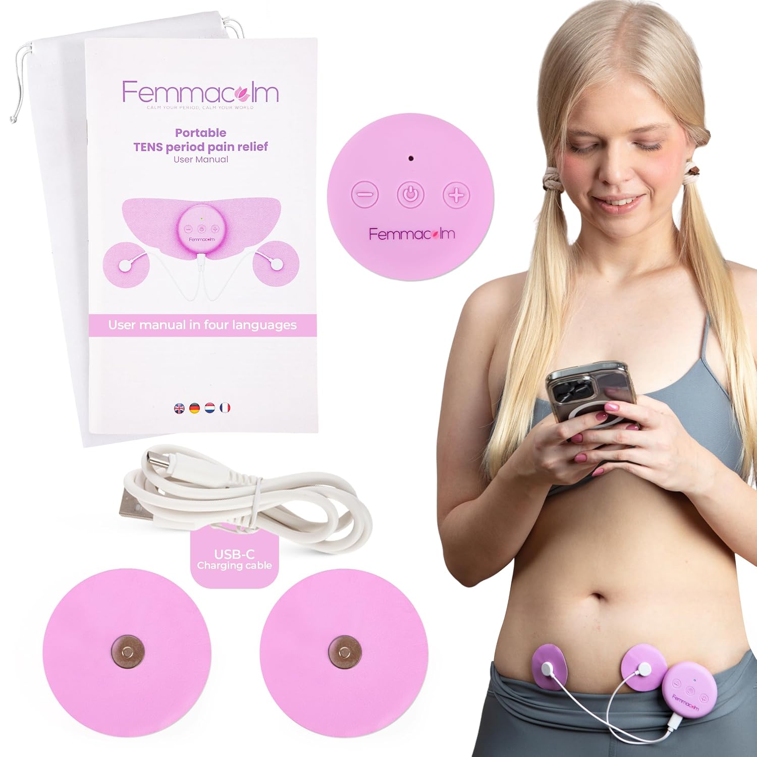 دستگاه TENS برای تسکین درد قاعدگی – مدل M50 Menstrual Relax – دستگاه کاهش دردهای دورهای و اندومتریوز – دستگاه بیسیم تسکین درد پریود با ۶ حالت ماساژ