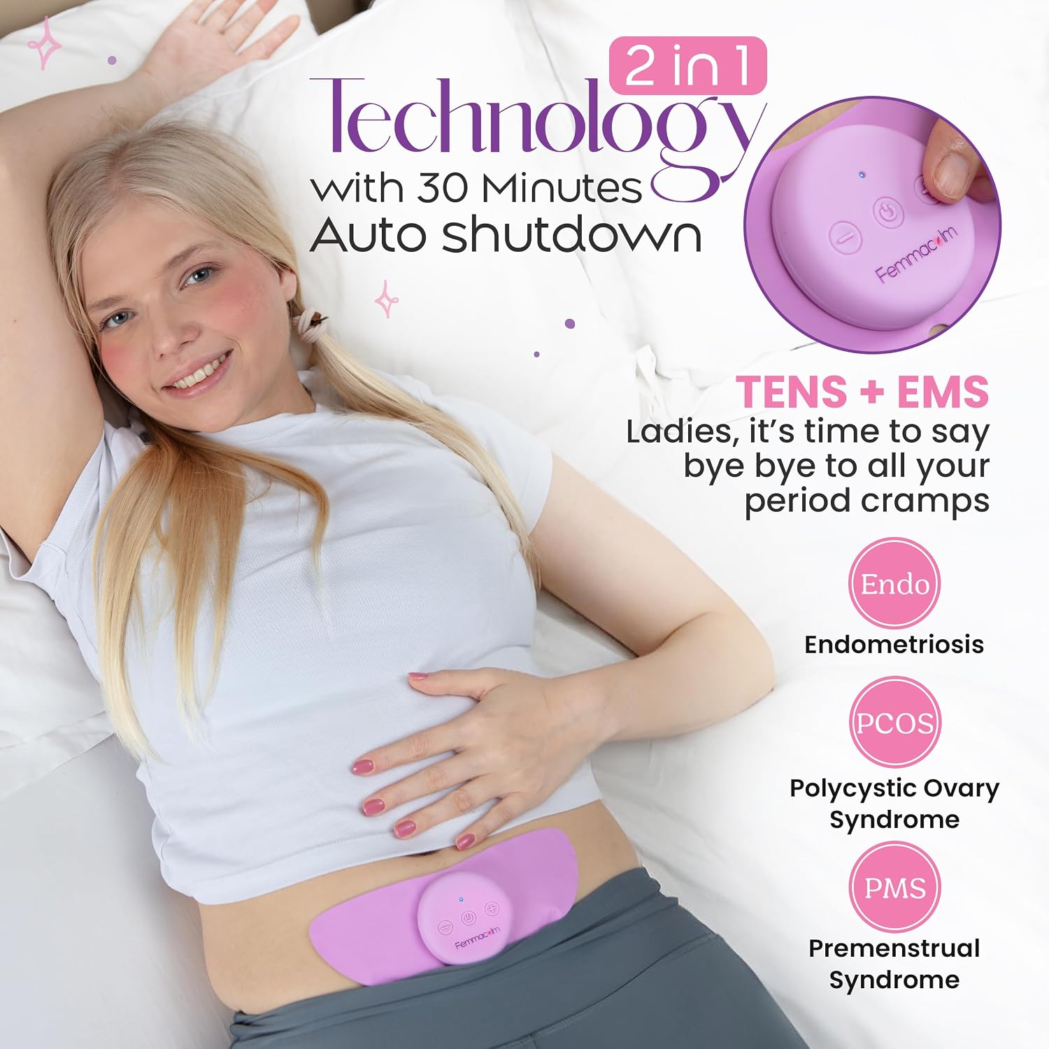 دستگاه TENS برای تسکین درد قاعدگی – مدل M50 Menstrual Relax – دستگاه کاهش دردهای دورهای و اندومتریوز – دستگاه بیسیم تسکین درد پریود با ۶ حالت ماساژ