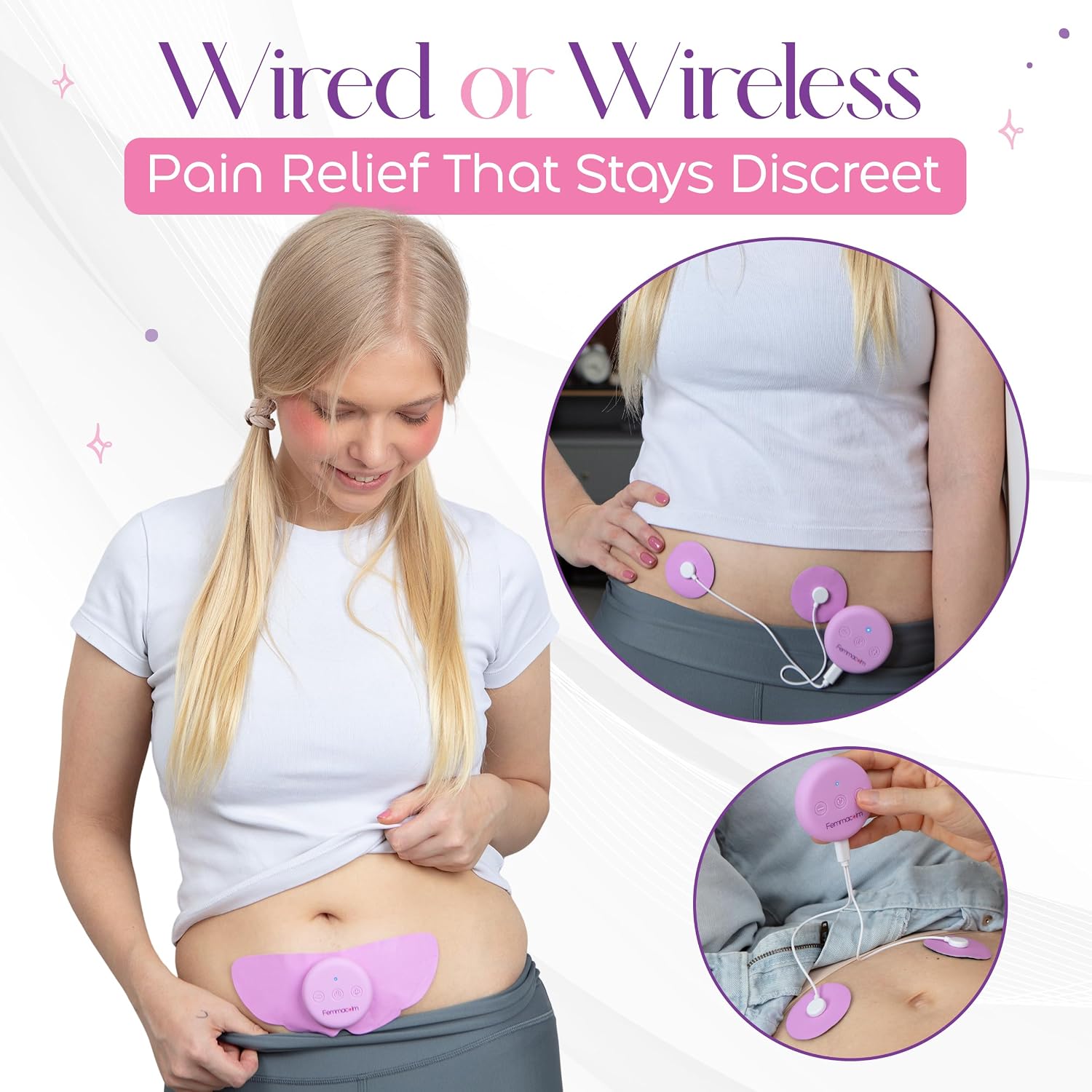 دستگاه TENS برای تسکین درد قاعدگی – مدل M50 Menstrual Relax – دستگاه کاهش دردهای دورهای و اندومتریوز – دستگاه بیسیم تسکین درد پریود با ۶ حالت ماساژ