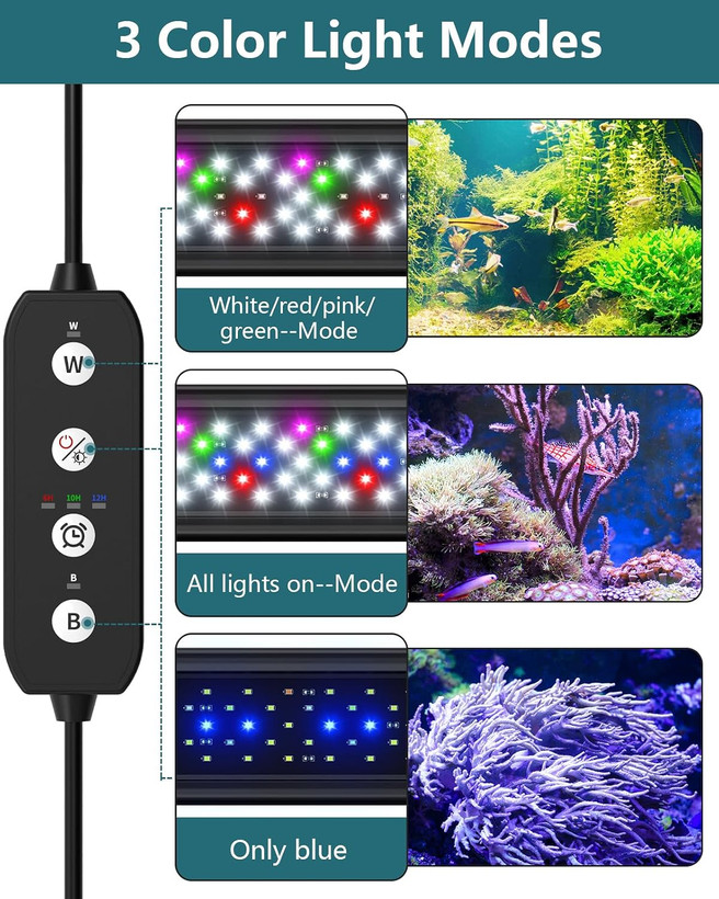 چراغ LED آکواریوم SEAOURA برای رشد گیاهان، چراغ مخزن ماهی مناسب آکواریومهای ۱۲ تا ۱۸ اینچ