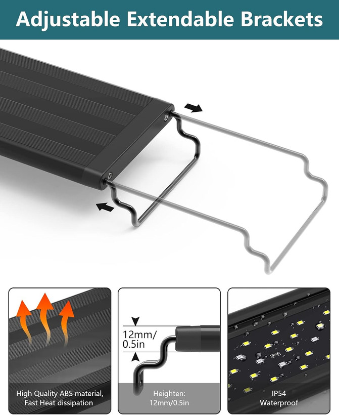 چراغ LED آکواریوم SEAOURA برای رشد گیاهان، چراغ مخزن ماهی مناسب آکواریومهای ۱۲ تا ۱۸ اینچ