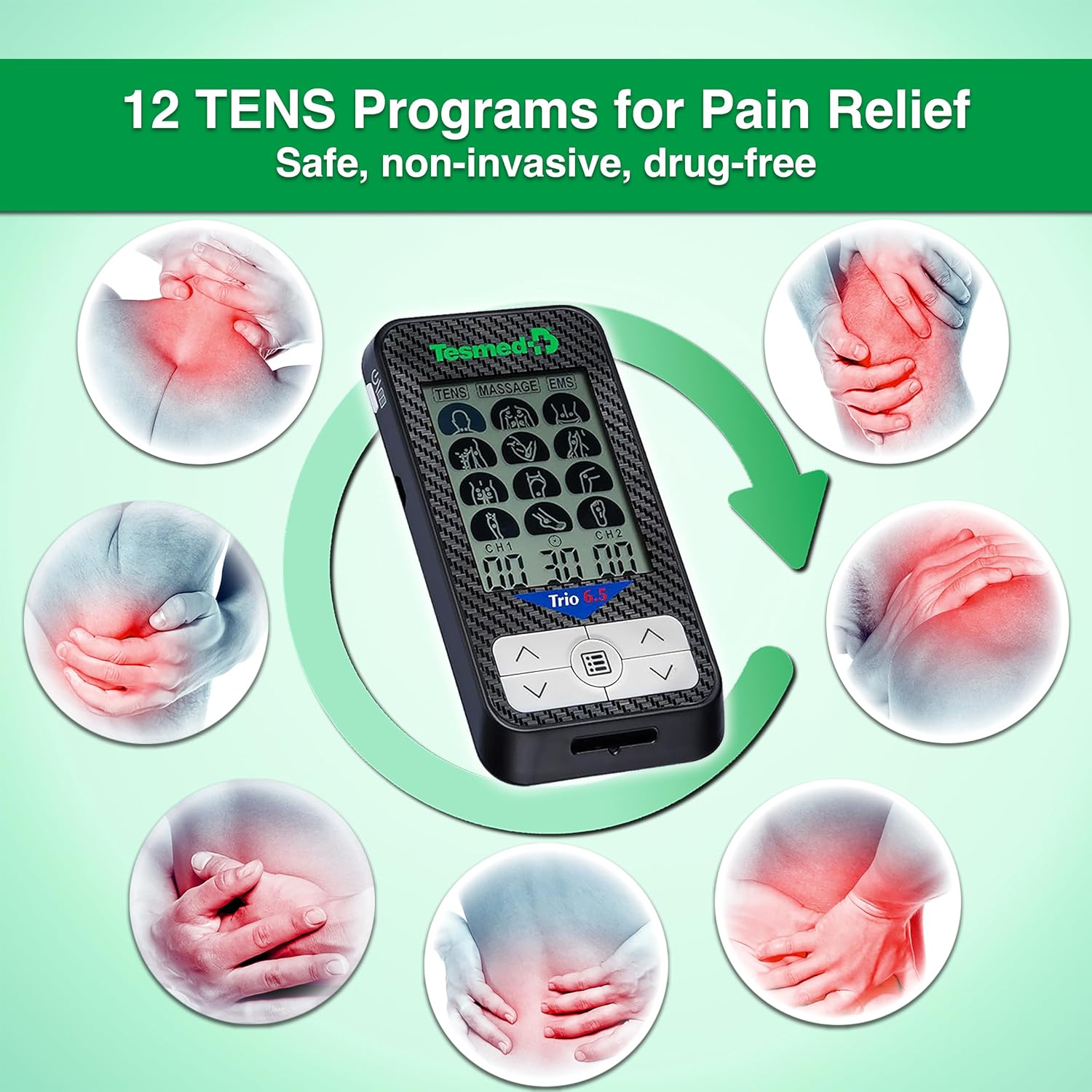 دستگاه تحریک الکتریکی عصب و عضله TESMED Trio 6.5 (TENS و EMS) با قابلیت شارژ