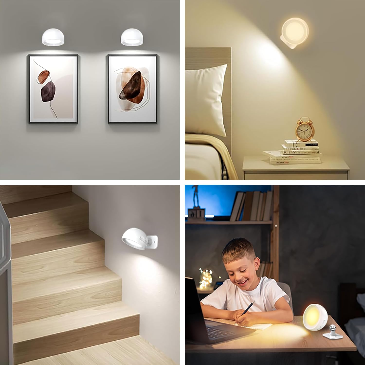 چراغ دیواری LED شارژی داخل ساختمان بدون نیاز به سیمکشی، دارای ۴ سطح روشنایی و ۳ حالت رنگ نور