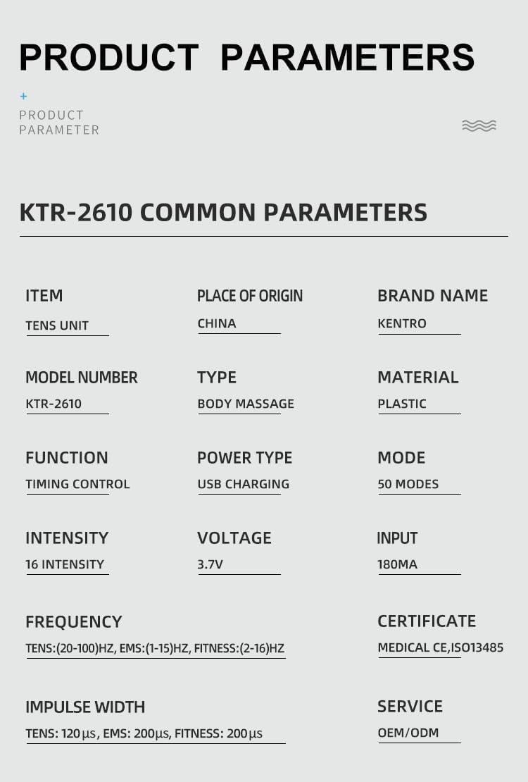دستگاه فیزیوتراپی و تحریک عضلانی Kentro مدل KTR-2610، سهکاره TENS، EMS و Fitness برای تسکین درد و تقویت عضلات
