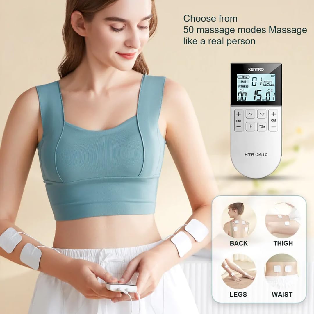 دستگاه فیزیوتراپی و تحریک عضلانی Kentro مدل KTR-2610، سهکاره TENS، EMS و Fitness برای تسکین درد و تقویت عضلات