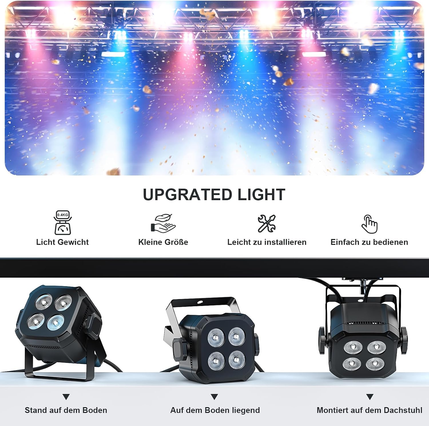 پروژکتور LED پار مینی RGBW چهار عددی ۱۰ وات با کنترل DMX512، ریموت و حالت موزیکال