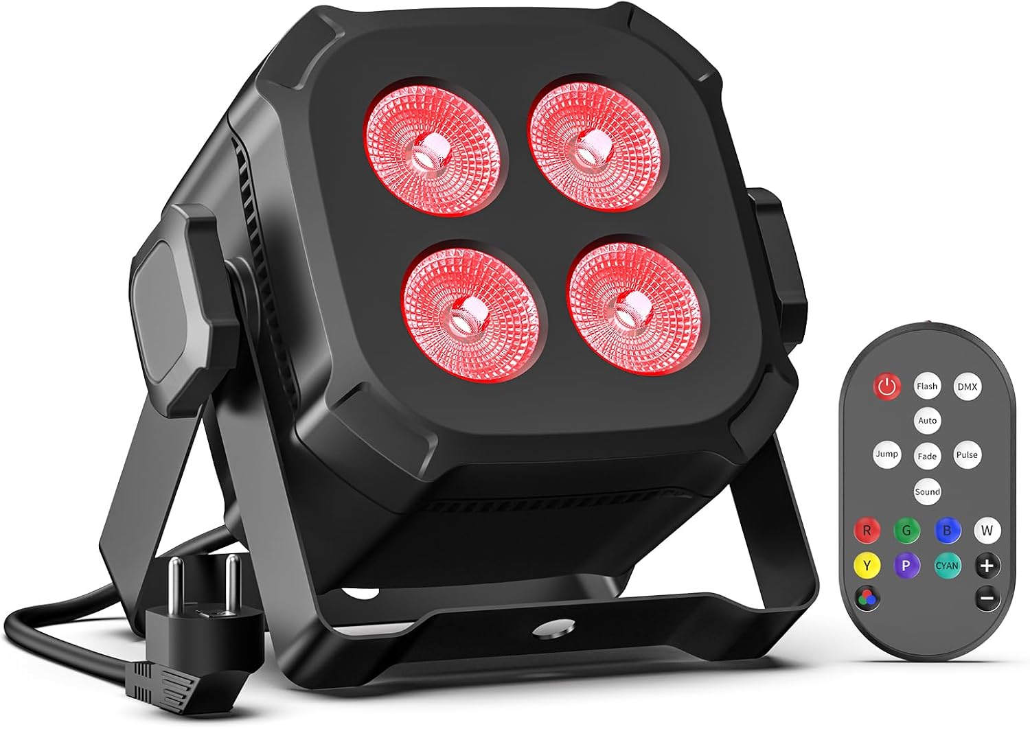پروژکتور LED پار مینی RGBW چهار عددی ۱۰ وات با کنترل DMX512، ریموت و حالت موزیکال