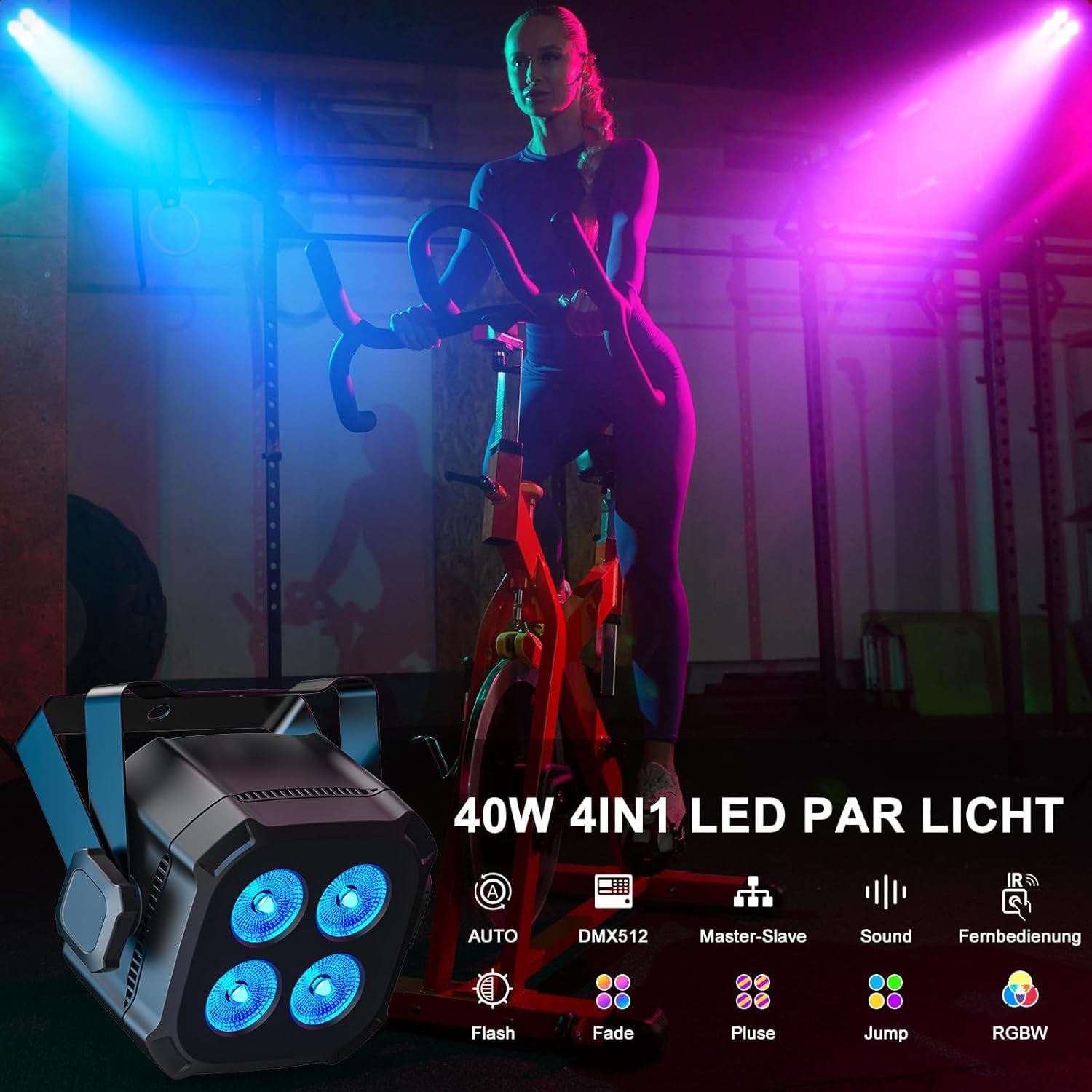 پروژکتور LED پار مینی RGBW چهار عددی ۱۰ وات با کنترل DMX512، ریموت و حالت موزیکال