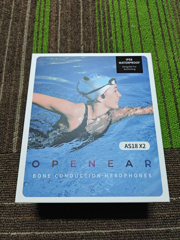 هدفون هدایت استخوانی برند open ear مدل as18x2 - هدفون ضد آب برای شنا، هدفون زیر آب بلوتوث 5.3 IPX8، هدفون گوش باز با حافظه 32 گیگابایت، پخش MP3