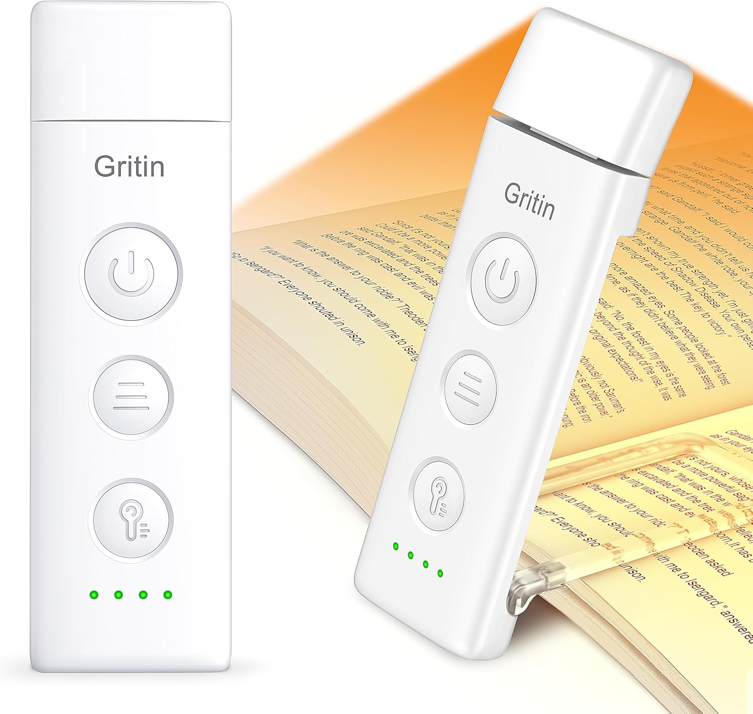 چراغ مطالعه LED شارژی Gritin مدل گیره‌ای، مناسب مطالعه در تخت و کتاب‌خوانی شبانه
