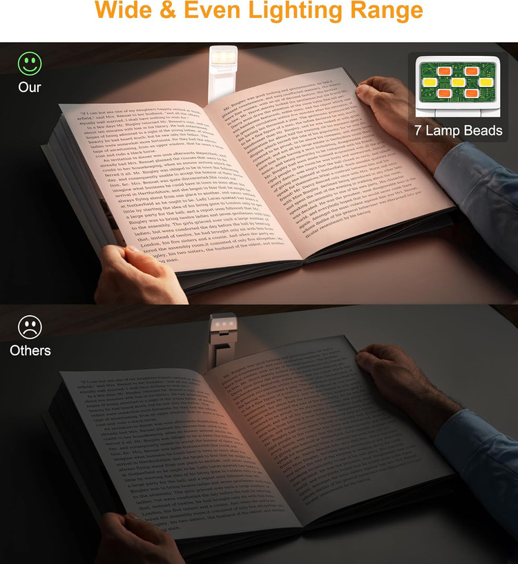 چراغ مطالعه LED شارژی Gritin مدل گیرهای، مناسب مطالعه در تخت و کتابخوانی شبانه