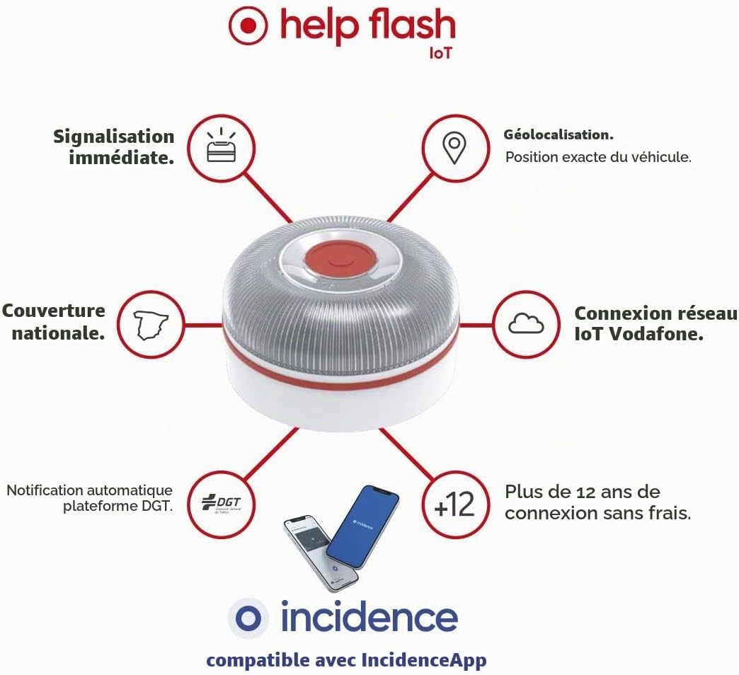 چراغ اضطراری هوشمند خودرو Help Flash IoT V16 با قابلیت ارسال موقعیت حادثه و اتصال DGT 3.0
