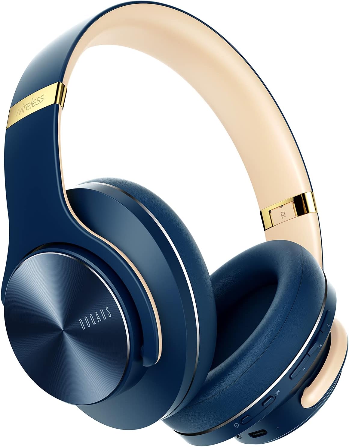 هدفون بیسیم DOQAUS مدل Over Ear با بلوتوث 5.3، بیس قدرتمند و میکروفون داخلی با ۹۰ ساعت شارژدهی، صدای Hi-Fi و حالتهای اکولایزر قابل تنظیم