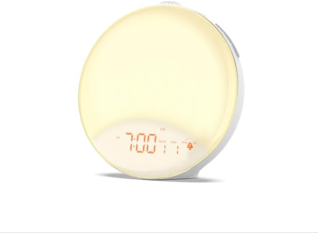 چراغ بیدارباش هوشمند Sunrise با شبیهساز طلوع خورشید و صدای آرامشبخش ، رادیو FM و نور چندرنگ(Premium)