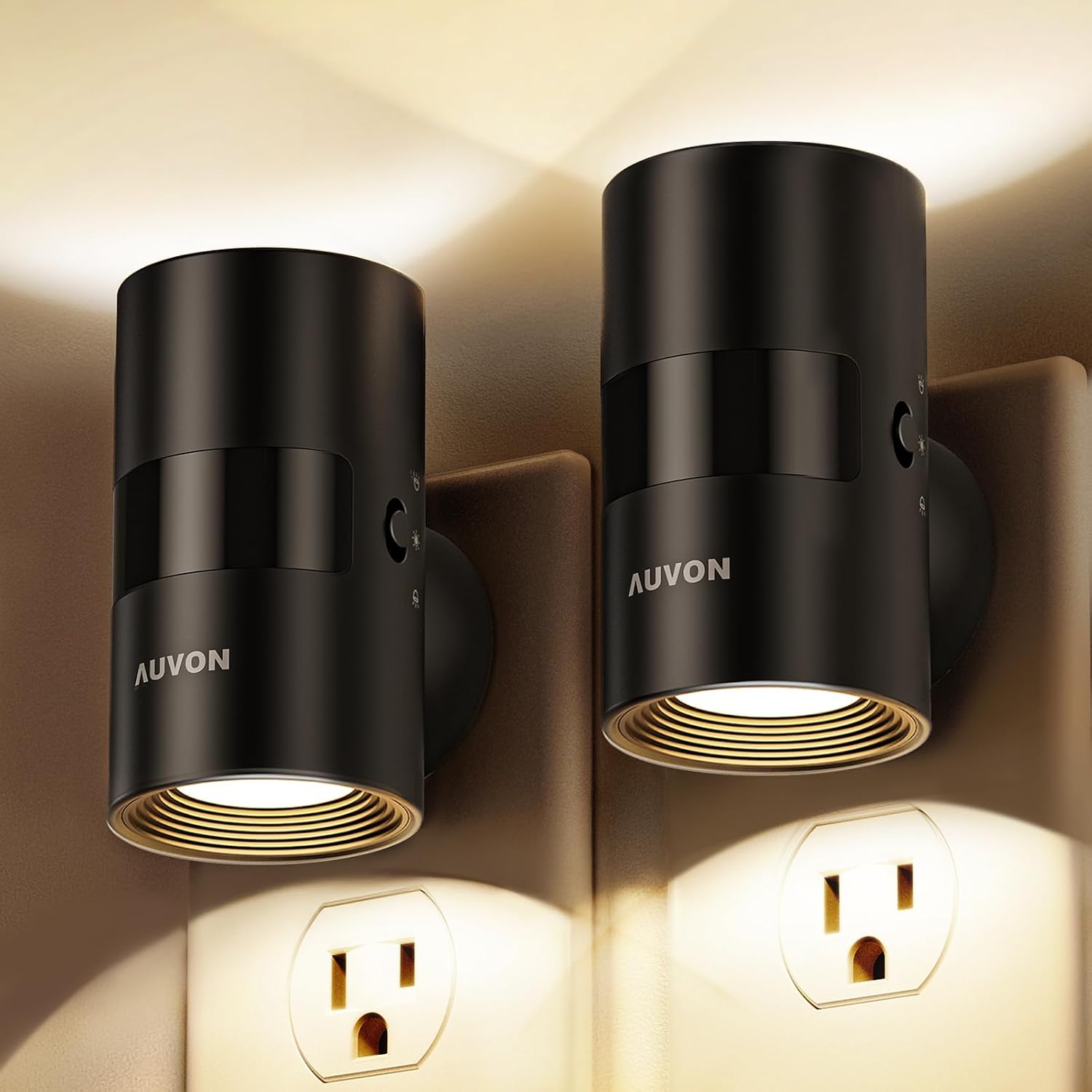 چراغ خواب LED سنسوردار AUVON با سنسور حرکتی و روشن شدن خودکار، نور گرم و تنظیم شدت روشنایی
