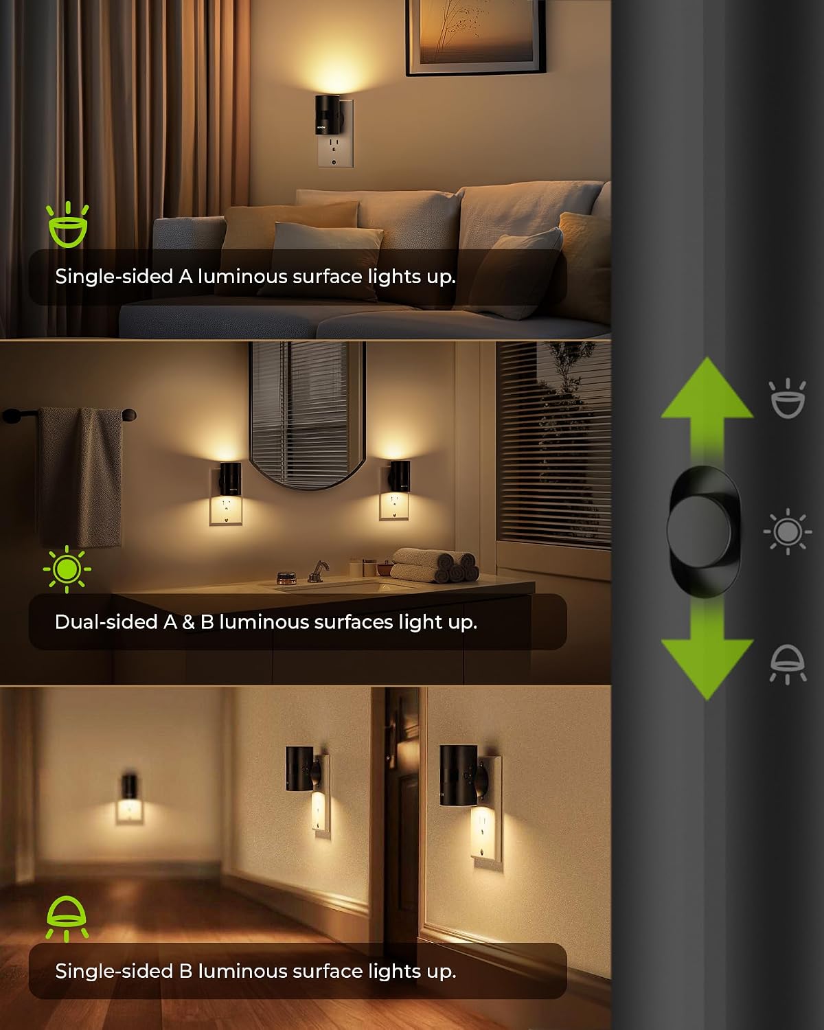 چراغ خواب LED سنسوردار AUVON با سنسور حرکتی و روشن شدن خودکار، نور گرم و تنظیم شدت روشنایی