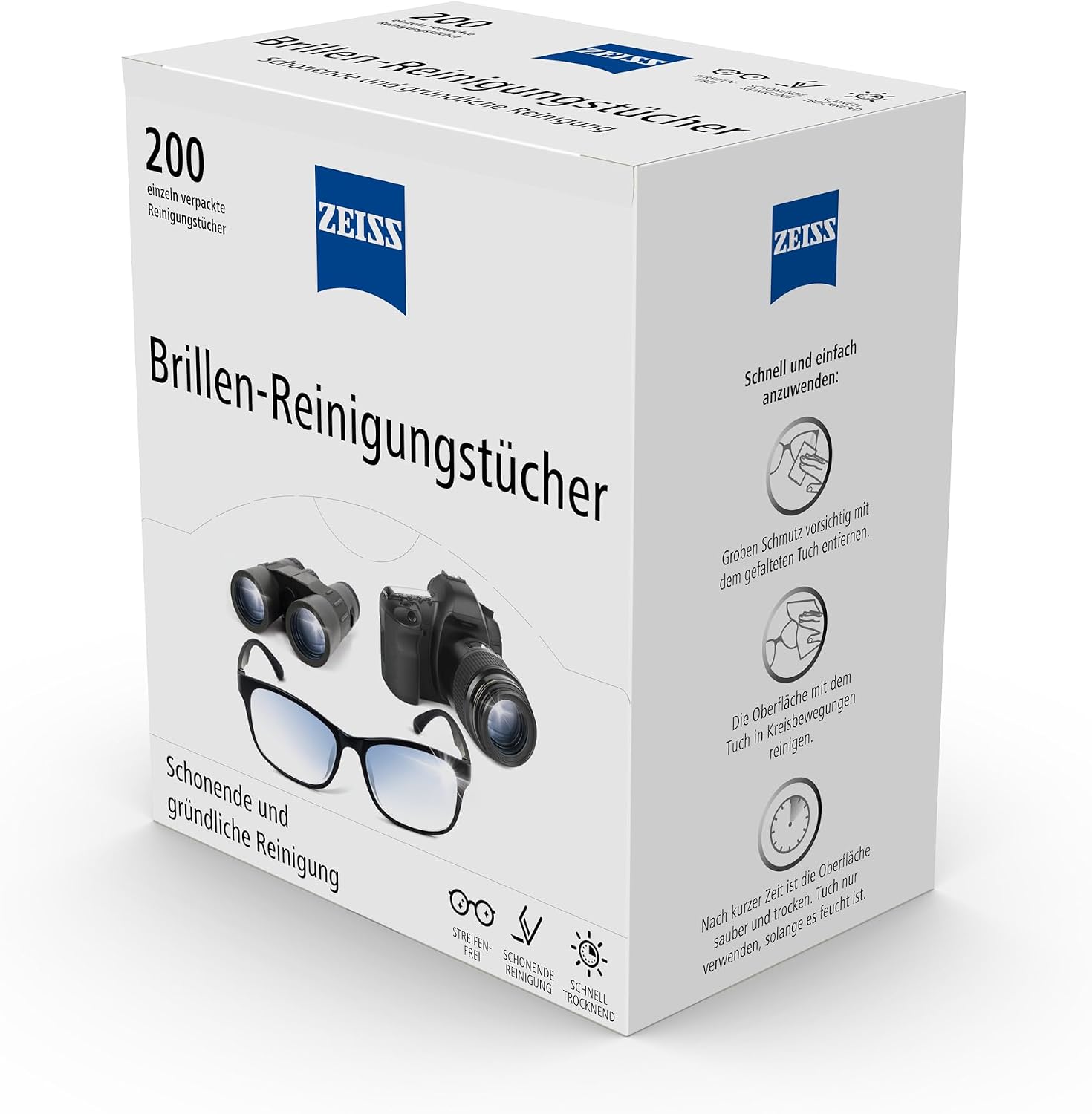 دستمال مرطوب پاککننده عینک ZEISS مدل جدید، بسته ۲۰۰ عددی برای تمیز کردن لنز و سطوح اپتیکی