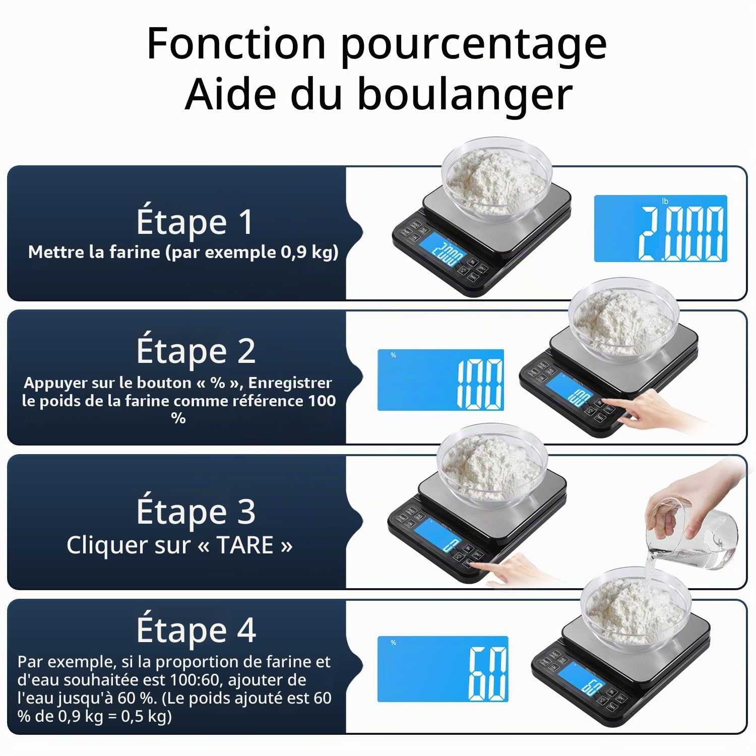 ترازو دیجیتال دقیق BOMATA مخصوص شیرینیپزی و آشپزی با دقت 0.1g و باتری شارژی fh قابلیت درصدگیری