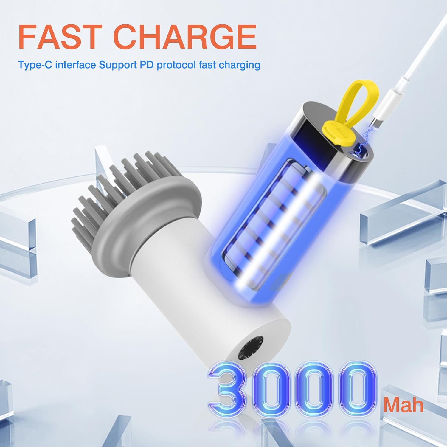 اسکرابر برقی چرخشی MSDONG با باتری 3000mAh، ضدآب IP68