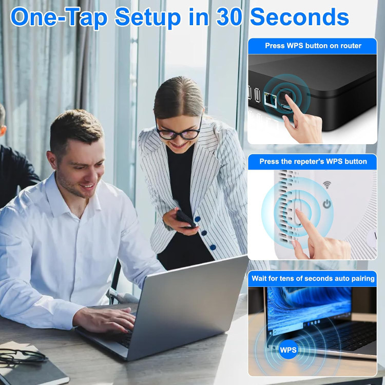 ریپیتر و تقویتکننده وایفای Ourlife با سرعت 1200Mbps، آنتن قدرتمند و پوششدهی گسترده با دو باند 2.4GHz و 5GHz، شش آنتن و پورت LAN