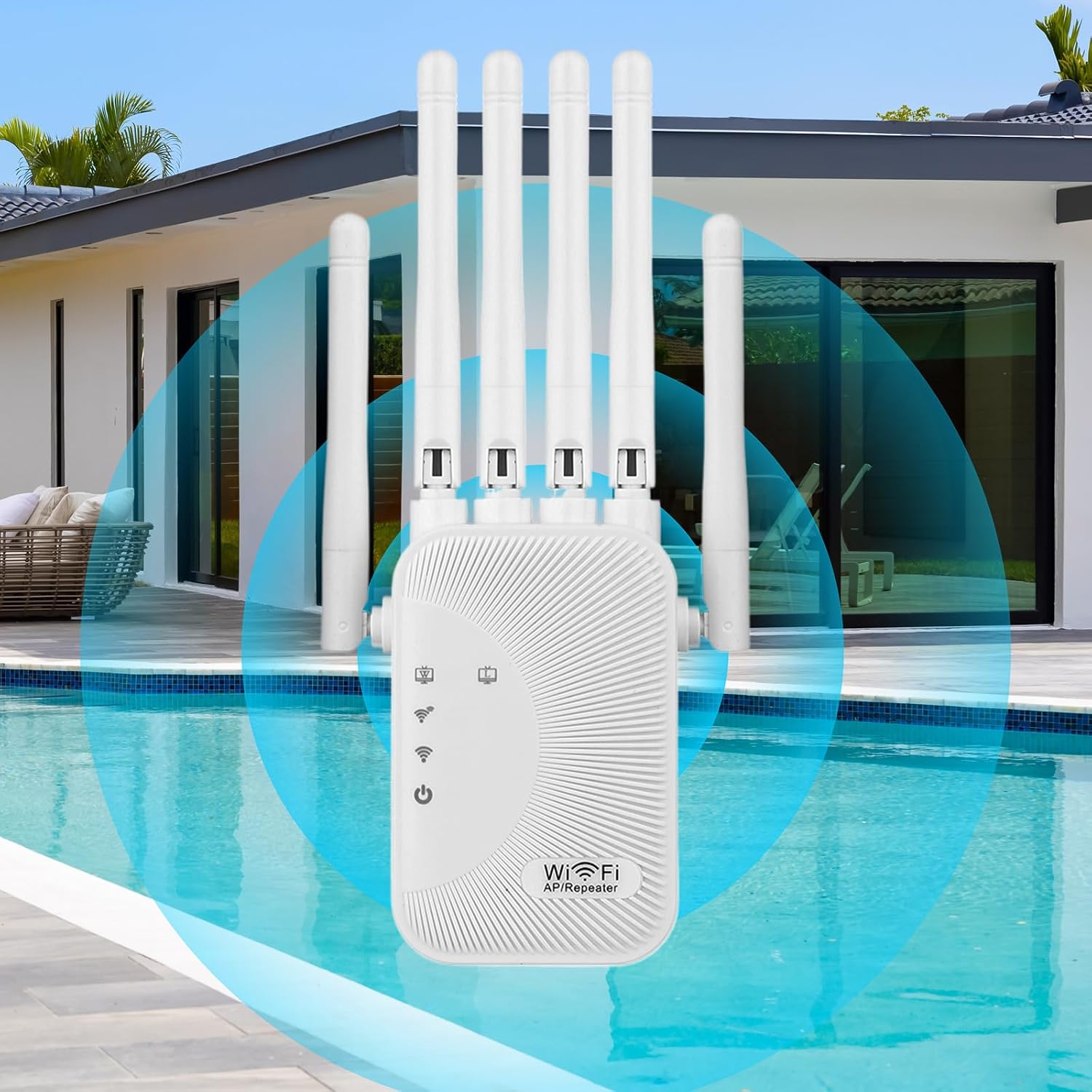 ریپیتر و تقویت‌کننده وای‌فای Ourlife با سرعت 1200Mbps، آنتن قدرتمند و پوشش‌دهی گسترده با دو باند 2.4GHz و 5GHz، شش آنتن و پورت LAN