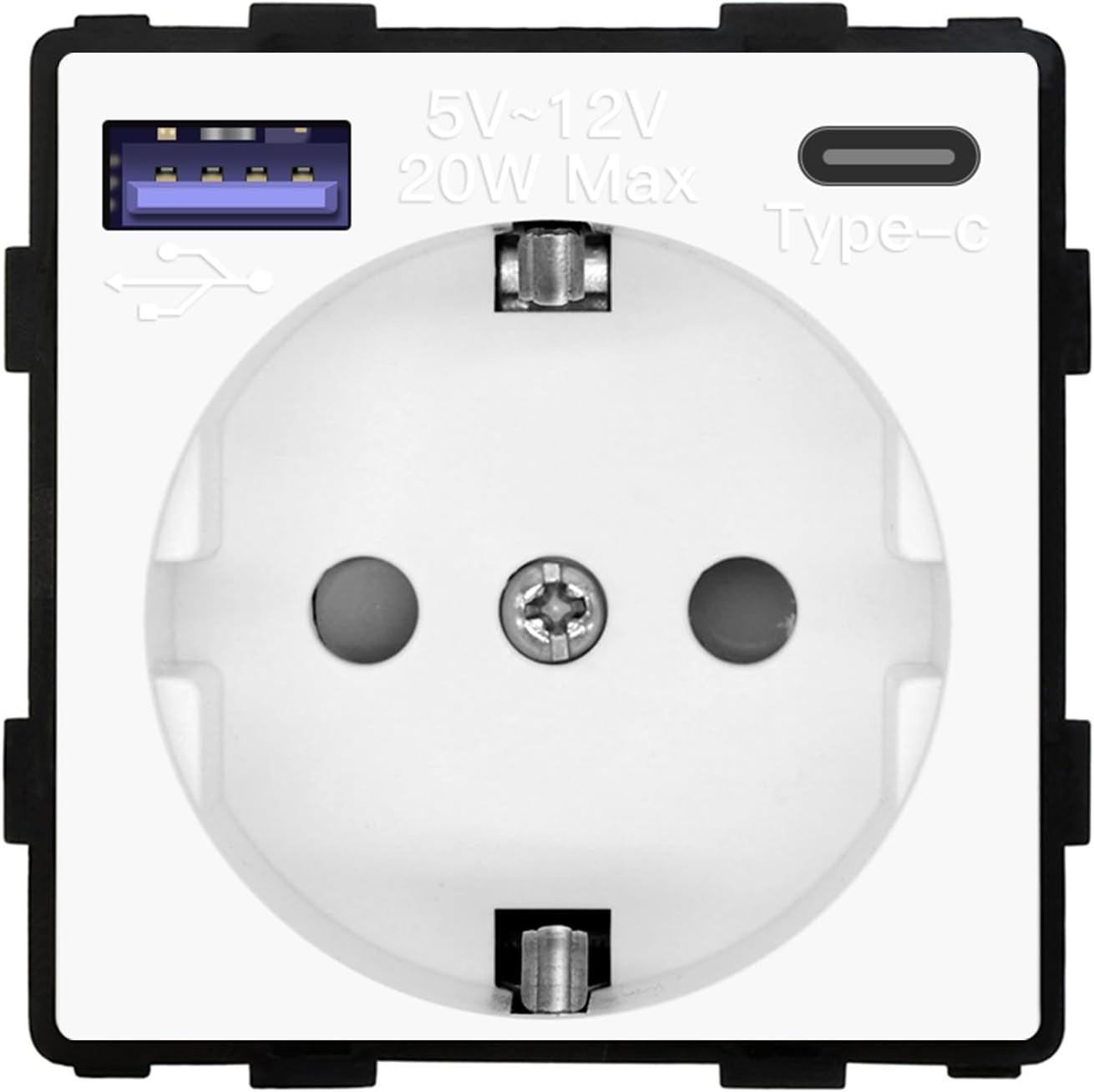 پریز برق توکار BSEED با شارژر سریع USB-C 20 وات، خروجی USB، طراحی مدرن و محافظ کودک